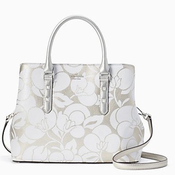Kate Spade New York Metallic Silver Floral Evangeline Larchmont